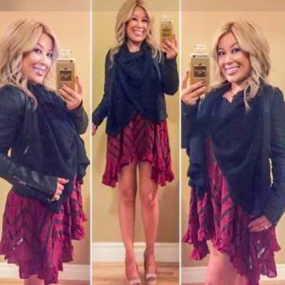 Free People Drape Front Coated Jacket Black Size 12 EUC - Picture 3 of 10